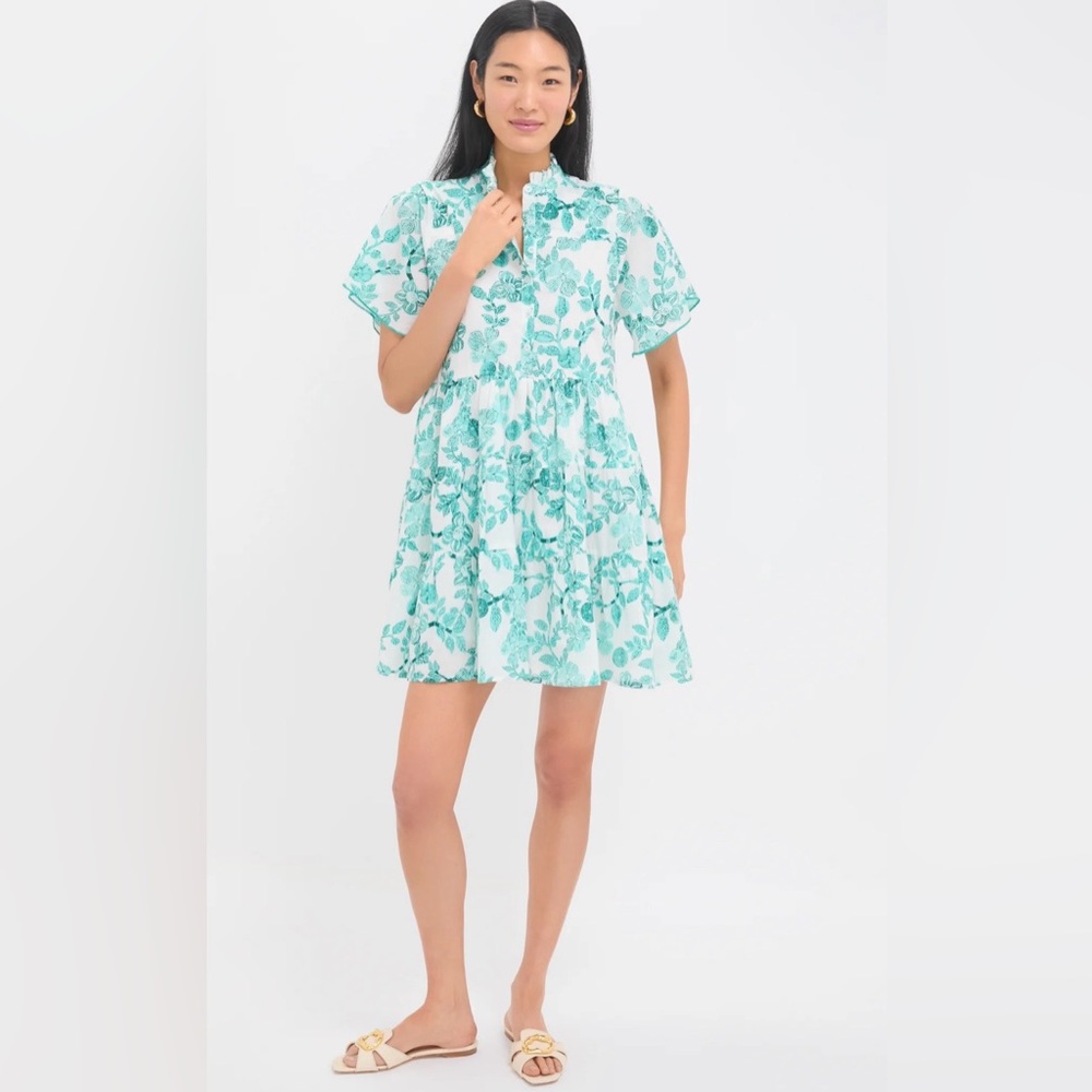 Tuckernuck Ro’s Garden Aqua Cassis Vibeka Short Dress Floral Mini Dress